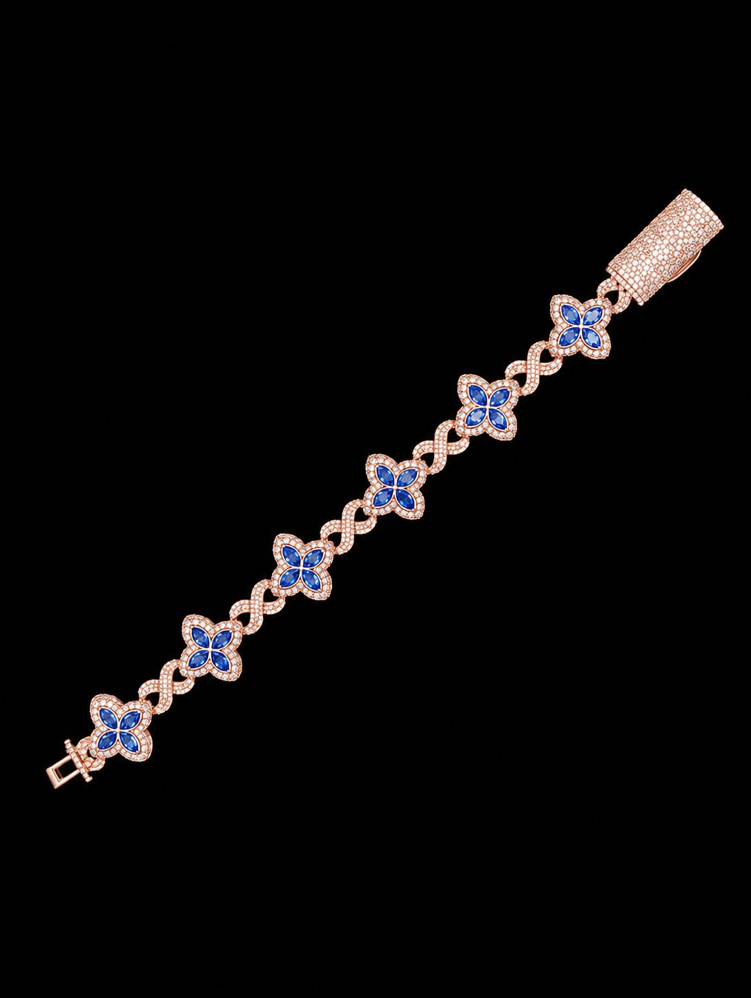 Ice Blue Clover Link Bracelet