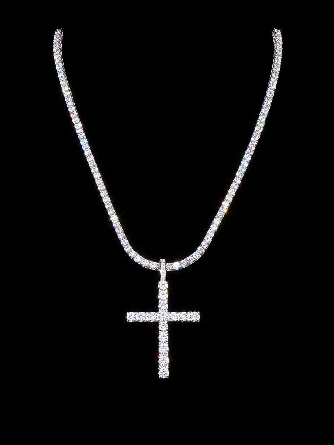 Cross Pendant + 4mm Tennis Chain