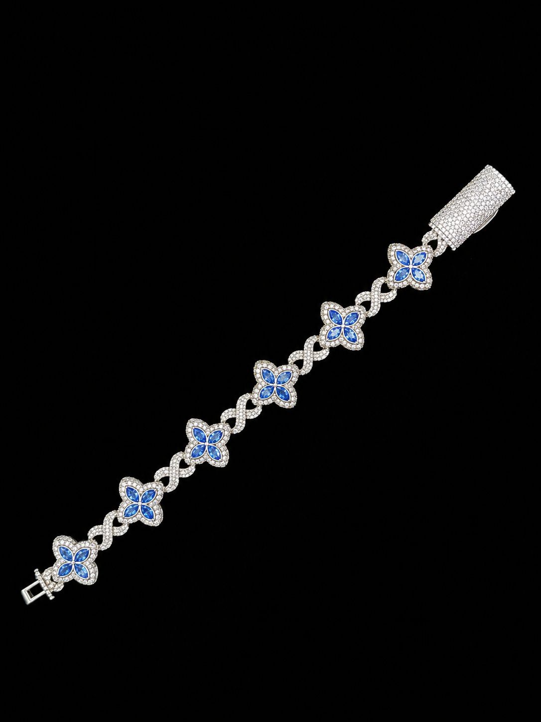 Ice Blue Clover Link Bracelet