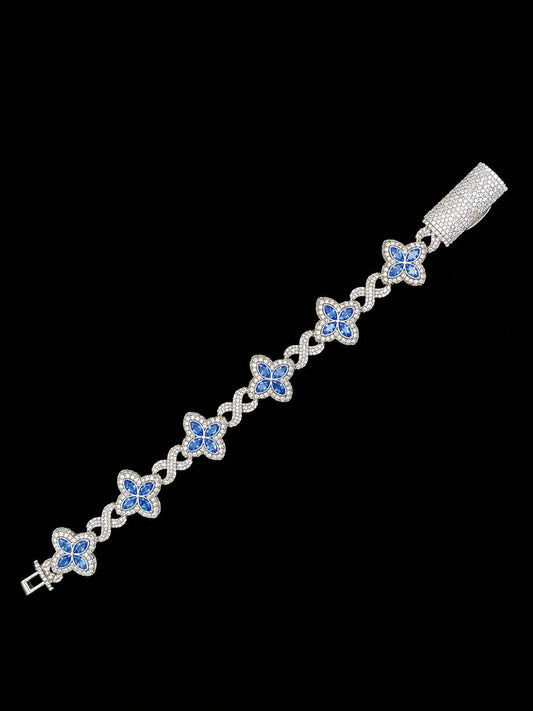 Ice Blue Clover Link Bracelet